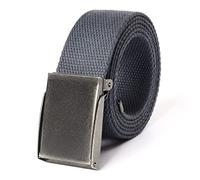 Mile High Life Ceinture en Toile Réglable Ajustable Jusqu'à 132 cm Boucle à Clip en Nickel de Couleur Argentée(132CM, Dark Gray)