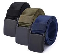 Mile High Life Ceinture Nylon Mixte Ceinture Militaire Extérieure Ajustable Boucle Plastique Sangle Coton(142CM, 511 noir - olive-navy 3pc)