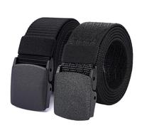 Mile High Life Ceinture Nylon Mixte Ceinture Militaire Extérieure Ajustable Boucle Plastique Sangle Coton(142CM, 511 noir - 530 nior 2pc)