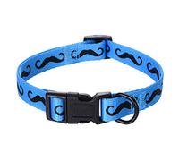 Mile High Life | Collier Chien Motif Moustache Os Pattes | Tissu en Coton et Poly Soyeux | Collier Chien à Boucle Noire avec Anneau en D | Nous Faisons Un Don à la Protection des Chiens(L, Bleu )