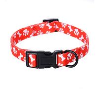 Mile High Life | Collier Chien Motif Moustache Os Pattes | Tissu en Coton et Poly Soyeux | Collier Chien à Boucle Noire avec Anneau en D | Nous Faisons Un Don à la Protection des Chiens(M, Rouge )