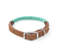 Mile High Life Collier pour Chien en Corde de Coton tressé Durable | Collier pour Chien en Cuir véritable avec Boucle à ardillon en métal | Colliers Classiques pour Petits Chiens (Vert)