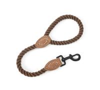 Mile High Life Laisse courte pour chien, laisses en corde de coton tressé avec pointe en cuir, fermeture métallique robuste, 45,7 cm, 1,27 cm d’épaisseur, laisse de mariage, promenade et