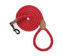 Mile High Life - Laisse en corde de coton tressé avec empiècements en cuir et fermoir en métal robuste - Plusieurs tailles au choix : 1,2 m, 1,5 m et 1,8 m, 6 FT, Rouge