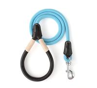 Mile High Life Laisse pour chien avec poignée en cuir véritable, avec fermoir robuste pour chiens de petite, moyenne et grande taille (Bleu, 1,8 m)