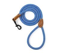 Mile High Life | Laisse pour Chien d'escalade avec Fermoir Robuste en métal Robuste | Connexion sur Mesure en Cuir véritable avec Coutures Solides (Bleu Blanc, 1.8 M)
