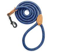 Mile High Life | Laisse pour Chien d'escalade avec Fermoir Robuste en métal Robuste | Connexion sur Mesure en Cuir véritable avec Coutures Solides (Bleu, 1.2 M)