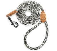 Mile High Life | Laisse pour Chien d'escalade avec Fermoir Robuste en métal Robuste | Connexion sur Mesure en Cuir véritable avec Coutures Solides (Blanc, 1.8 M)