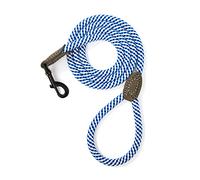 Mile High Life | Laisse pour Chien d'escalade avec Fermoir Robuste en métal Robuste | Connexion sur Mesure en Cuir véritable avec Coutures Solides (Bleu Gris, 1.8 M)
