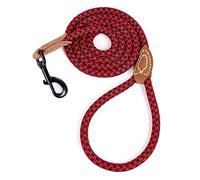 Mile High Life | Laisse pour Chien d'escalade avec Fermoir Robuste en métal Robuste | Connexion sur Mesure en Cuir véritable avec Coutures Solides (Rouge Noir, 1.5 M)