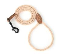Mile High Life Laisse pour chien en corde de coton tressée avec pointe en cuir, fermeture métallique robuste, 1,8 m, épaisseur 0,6 cm, pour mariages et promenades pour chiens de petite taille et