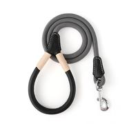 Mile High Life Laisse pour chien en cuir véritable avec fermoir robuste pour chiens de petite, moyenne et grande taille (gris, 1,5 m)
