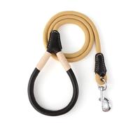 Mile High Life Laisse pour chien en cuir véritable avec fermoir robuste pour chiens de petite, moyenne et grande taille (jaune, 1,5 m)