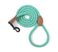 Mile High Life Laisse pour chien | Laisse pour chien en corde de coton tressée avec pointe en cuir | Laisse pour chien de 1,2 m avec fermoir en métal robuste | Laisse de mariage pour chien (vert, 122