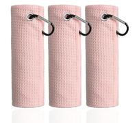 Mile High Life Lot de 3 serviettes de golf en microfibre - 40,6 x 40,6 cm - Motif gaufré avec mousqueton - Super absorbantes - Petites serviettes de sac de golf pour homme et femme - Cadeau de golf