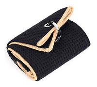Mile High Life Serviette De Golf Microfibre Tissu Microfibre Haut De Gamme Tissu Nid d’Abeille Clip Mousqueton Robuste(Noir Jaune)