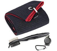 Mile High Life Serviette De Golf Pliable en 3 Tissu Nid d’Abeille avec Brosse Nettoyeur Pic pour Rainures Et Club