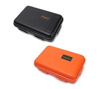 Milepetus Lot de 2 grandes boîtes de survie étanches en plastique résistant aux chocs (noir et orange, taille L)