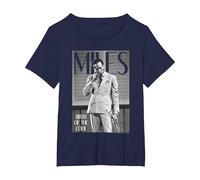 Miles Davis Simply Cool T-Shirt, Femme Grandes Tailles, Bleu Marine, 5X