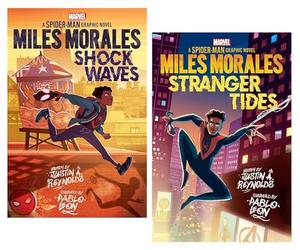 Miles Morales: A Spider-Man Graphic Novels by Justin A. Reynolds Illustrated 2 Books Collection Set (Shock Waves & Stranger Tides)