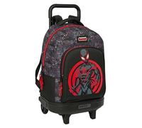 MILES MORALES - Grand sac à dos à roulettes, compact, amovible, idéal pour les enfants de différents âges, confortable et polyvalent, qualité et résistance, 33 x 22 x 45 cm