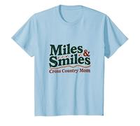 Miles & Smiles : supportrice de Cross Country Mom Running T-Shirt, Enfant, Bleu Céleste, 3 Ans