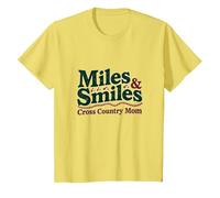 Miles & Smiles : supportrice de Cross Country Mom Running T-Shirt, Enfant, Citron, 4 Ans