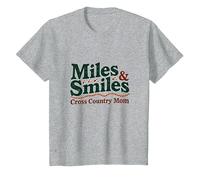 Miles & Smiles : supportrice de Cross Country Mom Running T-Shirt, Enfant, Gris Chiné, 3 Ans