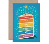 Milestone Carte d'anniversaire 16 ans avec couleurs et confettis