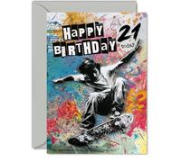 Milestone Carte d'anniversaire 21 ans Skate into 21