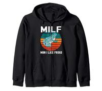 Milf Man I Like Frogs Funny Frog Amphibian Dad Blague Sweat à Capuche