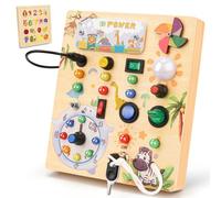 MILFECH Montessori Busy Board Jouet d'activité en bois avec 10 interrupteurs et 17 lumières LED Jouet sensoriel Jouet de motricité pour bébés enfants à partir de 1, 2, 3 ans (bois massif)
