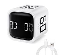 Milgeo Minuterie de Détection de Gravité, Outil de Gestion du Temps Pomodoro Time Cube ADHD Cube (Blanc)