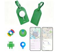 MiLi Étiquette de Bagage en Cuir avec Design Motif Golf, Double système (iOS/Android) localisateur pour Valise, Sac de Voyage, Sac à Dos, Compatible avec iOS et Google Localiser App, Vert