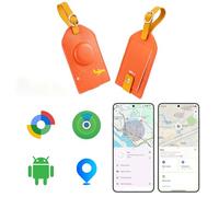 MiLi Étiquette de Bagage en Cuir avec Design Motif Golf, Double système (iOS/Android) localisateur pour Valise, Sac de Voyage, Sac à Dos, Compatible avec iOS et Google Localiser App, Vert (Orange)