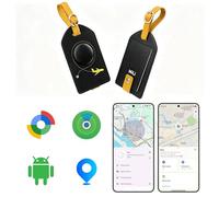MiLi Étiquette de Bagage en Cuir avec Tracker, Double système (iOS/Android) localisateur pour Valise, Sac de Voyage, Sac à Dos, Compatible avec iOS Localiser et Google Localiser App, Orange