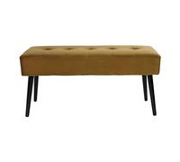 Banc design capitonné en tissu velours bronze et métal noir L96 cm GUESTA