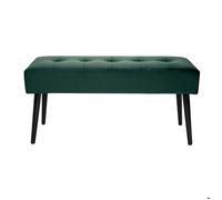 Miliboo - Banc design capitonné en tissu velours vert foncé et métal noir L96 cm GUESTA