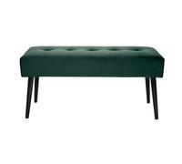Banc design capitonné en tissu velours vert foncé et métal noir L96 cm GUESTA