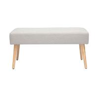 Miliboo Banc scandinave capitonné en Tissu Effet Laine bouclée Blanc et Bois Clair L96 cm GUESTA