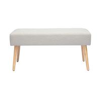 Miliboo Banc scandinave capitonné en Tissu Effet Laine bouclée Blanc et Bois Clair L96 cm GUESTA