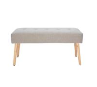 Miliboo Banc scandinave capitonné en Tissu Effet Velours texturé Beige et Bois Clair L96 cm GUESTA
