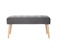 Miliboo Banc scandinave capitonné en Tissu Effet Velours texturé Gris foncé et Bois Clair L96 cm GUESTA