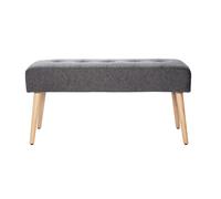 Miliboo Banc scandinave capitonné en Tissu Effet Velours texturé Gris foncé et Bois Clair L96 cm GUESTA
