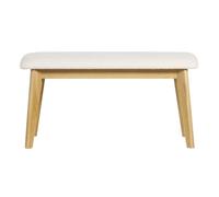 Banc en tissu effet laine bouclée blanc et bois clair l92 cm elion