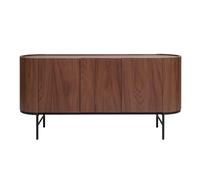 Buffet design bois foncé noyer et métal noir 3 portes L160 cm SKYE