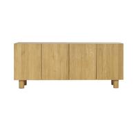 Buffet design en bois clair chêne massif gravé 4 portes L180 cm GOSHI