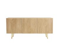 Miliboo - Buffet design gravé finition bois clair chêne et métal doré 3 portes L160 cm OZEN