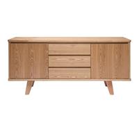 Miliboo - Buffet scandinave en bois clair frêne 2 portes 3 tiroirs L160 cm FIFTIES