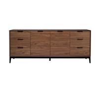 Buffet vintage finition bois foncé noyer et métal noir avec rangements L180 cm SARTO